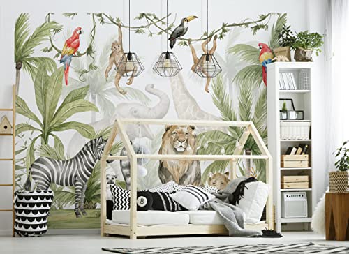 Walltastic Dschungel-Safari-Tapete, Wandbild, FSC-Papier, mehrfarbig, 2,4 m hoch x 3 m breit, 1 Größe von Walltastic