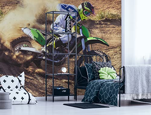 Walltastic Motocross-Tapeten-Wandbild, FSC-Papier, mehrfarbig, 2,4 m hoch x 3 m breit, Einheitsgröße von Walltastic