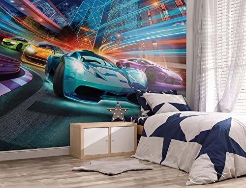 Walltastic Supercar Racers 6 Paneele FSC-Papier, mehrfarbig, 2,4 m hoch x 3 m breit, 1 Größe von Walltastic