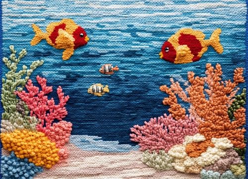 WallustrioaW Landschaft Knüpfen-Sets,Knüpfteppich Zum Selber,Fische und Korallen unter dem Meer,DIY Knüpfhaken Teppich Set Latch Hook Kit für Erwachsene,Fußabtreter Handwerk Geschenke,52x38cm WallustrioaW Landschaft Knüpfen-Sets,Knüpfteppich Zum Selber,Fische und Korallen unter dem Meer,DIY Knüpfhaken Teppich Set Latch Hook Kit für Erwachsene,Fußabtreter Handwerk Geschenke,52x38cm von WallustrioaW