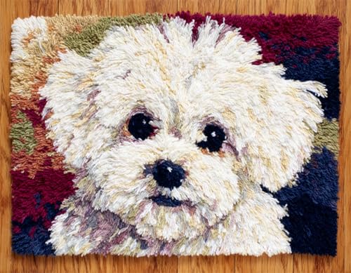 WallustrioaW Tier Hund Knüpfen-Sets,Knüpfteppich Zum Selber,Weißer Hund,DIY Knüpfhaken Teppich Set Latch Hook Kit für Erwachsene,Fußabtreter Handwerk Geschenke,80x115cm WallustrioaW Tier Hund Knüpfen-Sets,Knüpfteppich Zum Selber,Weißer Hund,DIY Knüpfhaken Teppich Set Latch Hook Kit für Erwachsene,Fußabtreter Handwerk Geschenke,80x115cm von WallustrioaW