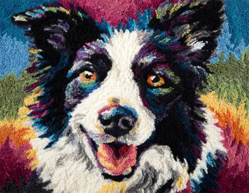 WallustrioaW Tier Hund Knüpfhaken-Teppich-Set,Border Collie,DIY-Knüpfhaken Teppichherstellungs-Set für Erwachsene Kinder,Kreuzstich-Set für Anfänger Heimdekoration,55x75cm WallustrioaW Tier Hund Knüpfhaken-Teppich-Set,Border Collie,DIY-Knüpfhaken Teppichherstellungs-Set für Erwachsene Kinder,Kreuzstich-Set für Anfänger Heimdekoration,55x75cm von WallustrioaW