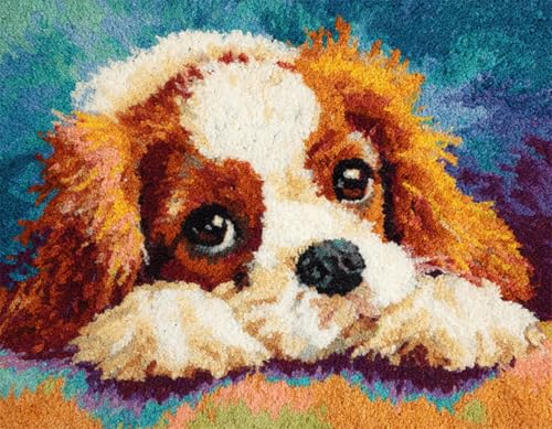 WallustrioaW Tier Hund Knüpfhaken-Teppich-Set,Charles Spaniel,DIY-Knüpfhaken Teppichherstellungs-Set für Erwachsene Kinder,Kreuzstich-Set für Anfänger Heimdekoration,55x75cm WallustrioaW Tier Hund Knüpfhaken-Teppich-Set,Charles Spaniel,DIY-Knüpfhaken Teppichherstellungs-Set für Erwachsene Kinder,Kreuzstich-Set für Anfänger Heimdekoration,55x75cm von WallustrioaW