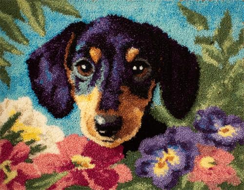 WallustrioaW Tier Hund Knüpfhaken-Teppich-Set,Dackel in Blumen,DIY-Knüpfhaken Teppichherstellungs-Set für Erwachsene Kinder,Kreuzstich-Set für Anfänger Heimdekoration,55x75cm WallustrioaW Tier Hund Knüpfhaken-Teppich-Set,Dackel in Blumen,DIY-Knüpfhaken Teppichherstellungs-Set für Erwachsene Kinder,Kreuzstich-Set für Anfänger Heimdekoration,55x75cm von WallustrioaW