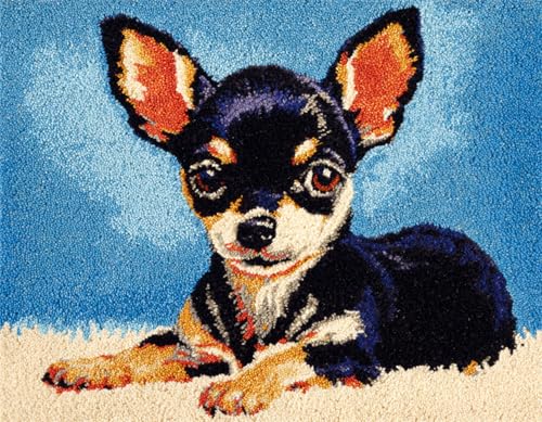 WallustrioaW Tier Hund Knüpfhaken-Teppich-Set,Süßer Chihuahua-Hund,DIY-Knüpfhaken Teppichherstellungs-Set für Erwachsene Kinder,Kreuzstich-Set für Anfänger Heimdekoration,60x90cm WallustrioaW Tier Hund Knüpfhaken-Teppich-Set,Süßer Chihuahua-Hund,DIY-Knüpfhaken Teppichherstellungs-Set für Erwachsene Kinder,Kreuzstich-Set für Anfänger Heimdekoration,60x90cm von WallustrioaW