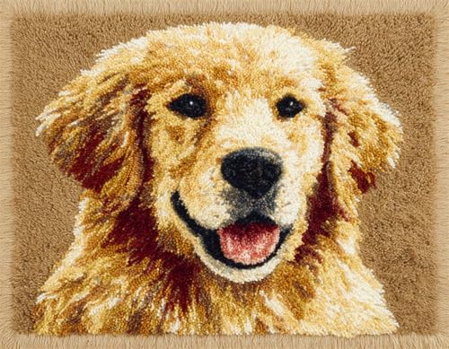 WallustrioaW Tier Hund Knüpfhaken-Teppich-Set,Süßer Golden Retriever,DIY-Knüpfhaken Teppichherstellungs-Set für Erwachsene Kinder,Kreuzstich-Set für Anfänger Heimdekoration,60x90cm WallustrioaW Tier Hund Knüpfhaken-Teppich-Set,Süßer Golden Retriever,DIY-Knüpfhaken Teppichherstellungs-Set für Erwachsene Kinder,Kreuzstich-Set für Anfänger Heimdekoration,60x90cm von WallustrioaW