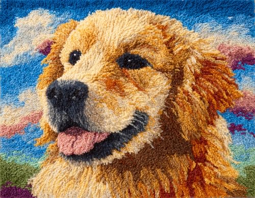WallustrioaW Tier Hund Knüpfteppich Für Kinder Und Erwachsene,Süßer Golden Retriever,Knüpfhaken-Teppich-Set,Latch Hook Kit DIY Handwerk Geschenke Fußabtreter,52x38cm WallustrioaW Tier Hund Knüpfteppich Für Kinder Und Erwachsene,Süßer Golden Retriever,Knüpfhaken-Teppich-Set,Latch Hook Kit DIY Handwerk Geschenke Fußabtreter,52x38cm von WallustrioaW