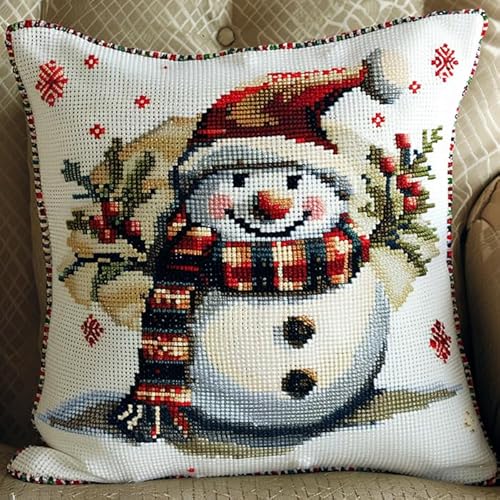 WallustrioaW süßer Schneemann cross stitch cushion Kit for Adult Beginner,Winterweihnachten Cushion Needlework Kit with Embroidery Pattern on Cotton Canvas Holiday,Gift Kits 18x18in WallustrioaW süßer Schneemann cross stitch cushion Kit for Adult Beginner,Winterweihnachten Cushion Needlework Kit with Embroidery Pattern on Cotton Canvas Holiday,Gift Kits 18x18in von WallustrioaW