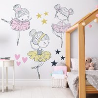 Süße Ballerinas Wandaufkleber Abnehmbare Selbstklebende Wandkunst von WallvyDecal