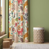 Frühling Tiere, Fenster Gardinen, Kinderzimmer Vorhang, Baumwolle, Verdunkelungsvorhang, Fenstervorhang 150cm Breite - C350 von WallvyStore