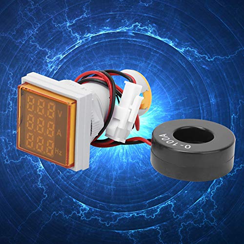 Digitale Multifunktionsspannungsstromfrequenzmesser Großer 3-Grad-LED-LED-Anzeige AC Tester Einphasa 60V-500V Tragbar (Gelb) von Walmeck