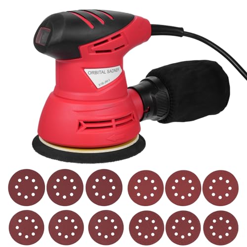 Walmeck 360 ° Rotierende Basisplattenschleifer, Dual-Action-Zufallsrotation, 12-pcs-Sandpapiere, Hohe Staubsammlungseffizienz für die Holzbearbeitung (eu) von Walmeck