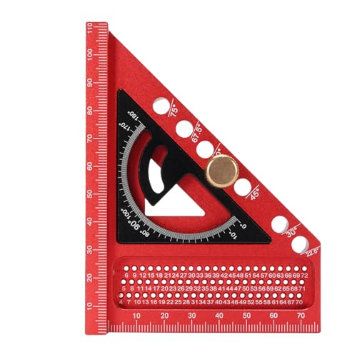 Walmeck 3D -Multi -Winkel -Messung Lineal Aluminiumlegierung Anodierte Ziehlinie Lineal Lineal Carpenter Quadrat für Holzbearbeitungsingenieure Dekorateure (Rot und Schwarz) von Walmeck