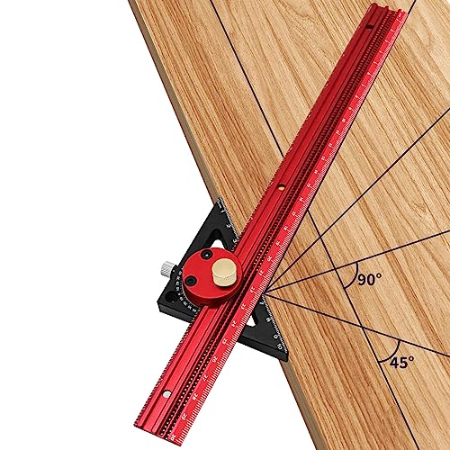 Walmeck Aluminium Legierung Kompass Scriber, 300mm Holz Bearbeitungs Schreiber mit Gravur Metrische und Imperiale Waage, Herrscher, Gerades Herrscher (400 mm) von Walmeck