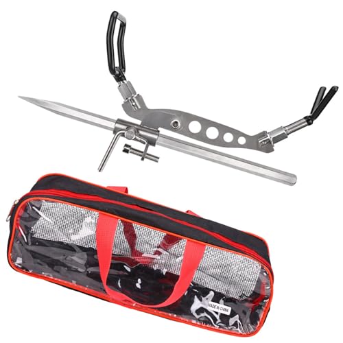 Walmeck Angelrute-Ständer aus Edelstahl, Faltbarer Halter mit Rutsch Fester Gummi Hülle, Drehbarer Kopf, Wind Dichter Pfahl, Geeignet für die Meisten Stangen, Langlebig und Stabile (Typ a) von Walmeck