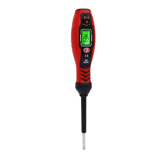Walmeck Digital Wechselstromspannungstester Pen NCV Detektor LCD Hintergrundbeleuchtung Essentielles Werkzeug für Elektriker (Roter Flachschraubendreher) von Walmeck