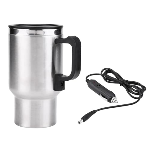 Walmeck Elektrowasserkesselbecher, 12 V 450 Ml Edelstahl -Stahl -Reise -Heizbecher mit Indikatorlicht, Vakuumisolierungstechnologie, für den Autogebrauch von Walmeck