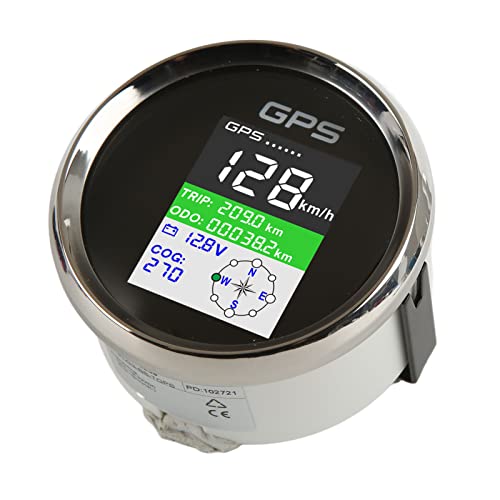 Walmeck GPS -Tachometer TFT Screen IP67 Geschwindigkeitsmessgeräte Universal Cars Motorcycles Boote Boote (Schwarzes Silberabdeckung) von Walmeck