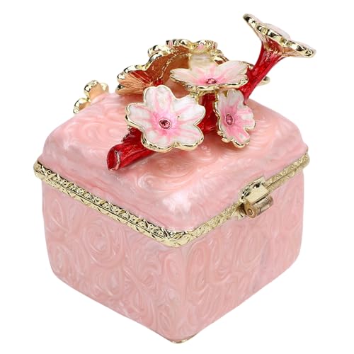 Walmeck Kirschblüte Metall Schmuckschachtel Vintage Retro Organizer Dekorative Aufbewahrung Schmuckschachtel für Eitelkeit Schreibtisch (Rosa) von Walmeck