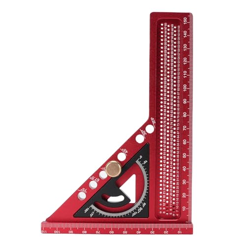 Walmeck Multi -Winkel -Messung Lineal Einstellbares Aluminiumlegier -Legierungs -Gehrungsdreieck für Holzbearbeitung (Rot und Schwarz) von Walmeck