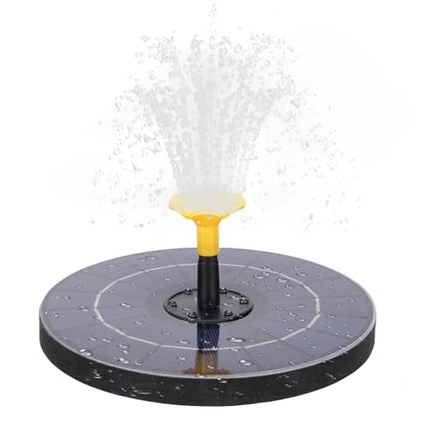 Walmeck Solar Power Vogelbad Springbrunnen Farbe LED-Leuchten mit 6 Düsen für Garten Pool Teich (Schwarz) von Walmeck