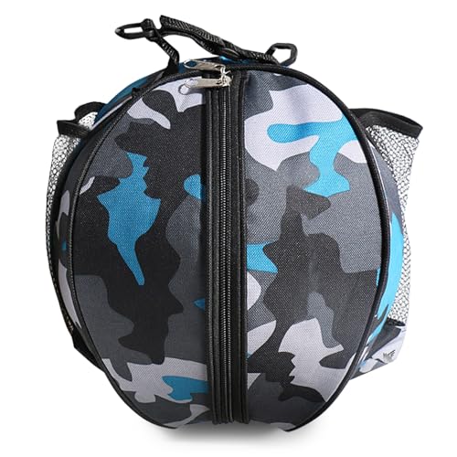 Walmeck Sportball Rund Tasche Basketball Umhängetasche Fußball Fußball -Fußball -Volleyball Tragetasche Reisetasche Männer Frauen Im Freien (Blaue Tarnung) von Walmeck
