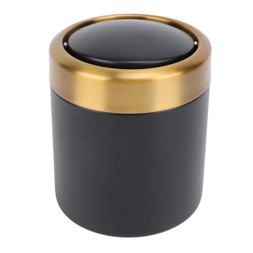 Walmeck Stilvoller Tisch-Abfallbehälter aus Edelstahl mit Deckel für das Badezimmer Im Home Office (Schwarz) von Walmeck