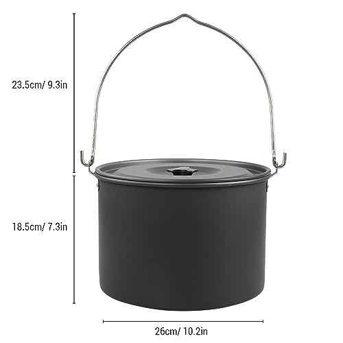 Walmeck Tragbares Camping-Hang-Topf 8L Outdoor-Kochgeschirr für 8-10 Personen Aluminium-Kochgeschirr Camping Pot mit Deckel Walmeck Tragbares Camping-Hang-Topf 8L Outdoor-Kochgeschirr für 8-10 Personen Aluminium-Kochgeschirr Camping Pot mit Deckel von Walmeck
