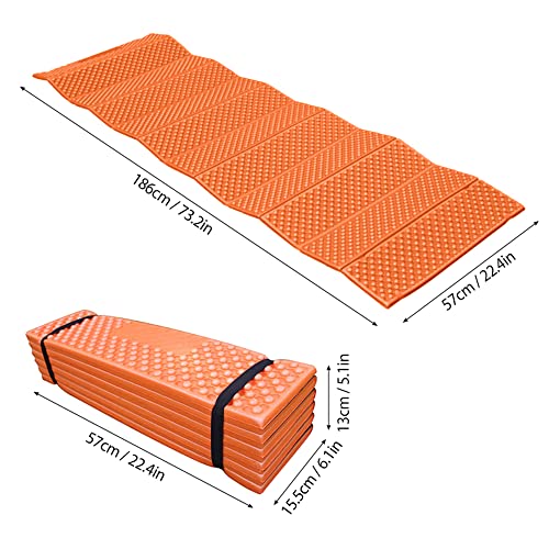 Walmeck Tragbares Schaumcamping -Schlafenkissen Leichte Klappmatratze für Wanderrucksackpicknick Im Freien (Orange) von Walmeck