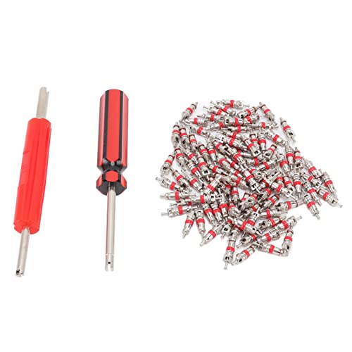 Walmeck Ventileinsatz-Werkzeugsatz mit 100 Ventilschaftkernen, 2 Reifenventil-Reparaturwerkzeugen für Auto, LKW, SUV, Fahrrad, ATV von Walmeck