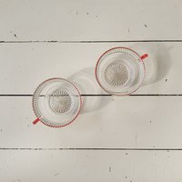 Mid Century Cafe Au Lait Tassen Vintage Atomic Glas Becher Pressglas Parlour Bowl Separat Erhältlich Mid Century Cafe Au Lait Tassen Vintage Atomic Glas Becher Pressglas Parlour Bowl Separat Erhältlich von WalnutHillVintage