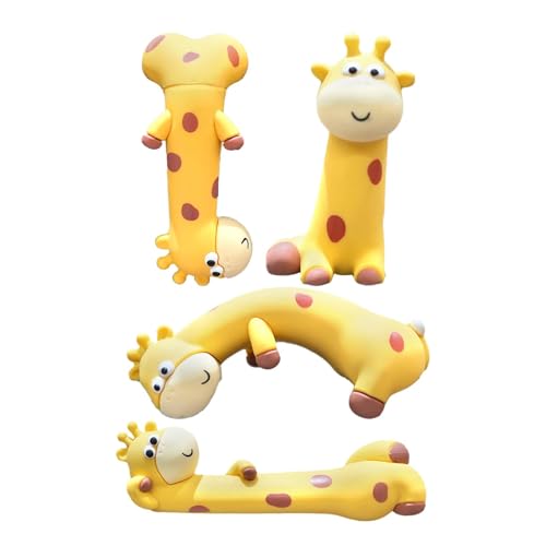 Walopola Auto-Bildschirm-Figur, Auto-Bildschirm- - 4X Giraffen-Bildschirm-Bastelfiguren, klebende Tierfiguren, kreative Schreibtischspielzeugverzierung für Fahrzeugarbeitsplatzdekoration von Walopola