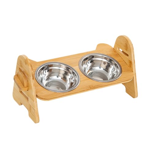Walopola Erhöhter Hundenapf, erhöhter Napfständer, höhenverstellbar, rutschfest, aus Holz, für kleine, mittelgroße und große Rassen, Senioren, Outdoor, Zuhause, Wohnung, Hinterhof von Walopola