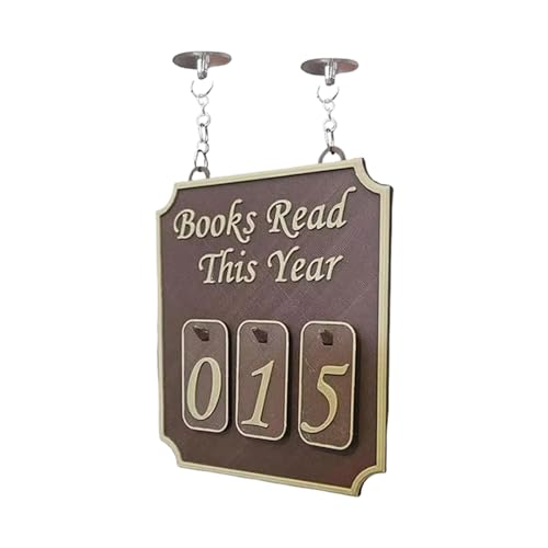 Walopola Hängendes Bücherregal, Theke, Buchdekoration, Schild, Buch, Nook, , Bücher, Read This Year Counter Up To 999, Ornament für Leser, Bibliothek, Studium, Frauen, Zuhause von Walopola