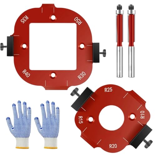 Walopola Radius Jig Router Templates | 2 x Eckradiusfräser-Bit-Schablonen, Fräsführungs-Set, Bogenschneid-Hilfswerkzeug, Aluminium-Legierung für Holzbearbeitung von Walopola