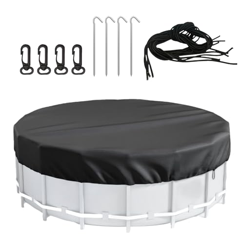 Walopola Runde Poolabdeckung Schwimmbadabdeckung Wasserdicht und UV-beständig, mit Bodennägeln, Erhöhen Sie die Stabilität, Waschbar Ideal für Wasserdicht Staubdicht von Walopola