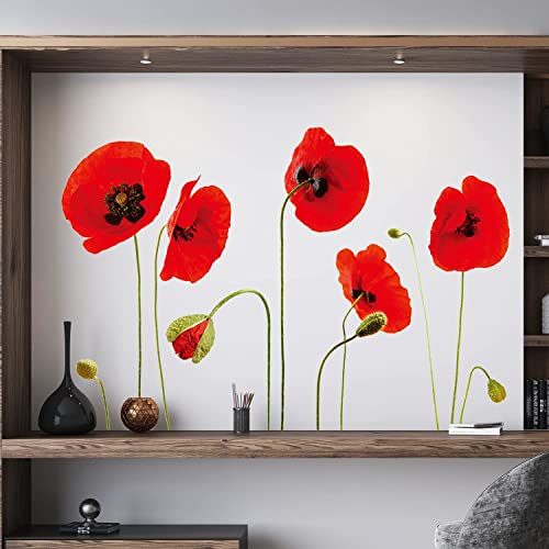 WALPLUS 25 Stück Rote Mohnblumen Abziehbild Wandsticker Im Dunkeln leuchten Aufkleber Anzeige Selbst Kleber Dekorationen für Zuhause Wohnen Zimmer Ausverkauf Wand Dekorationen Geschenk Idee von WALPLUS