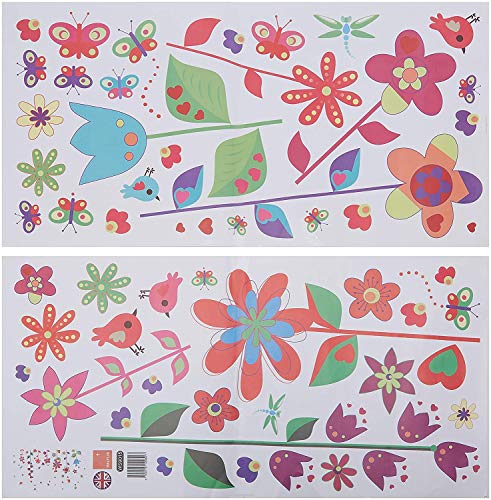 Walplus Wandsticker Farbenreich Blumen und Schmetterlinge Premium, 50cm x 70cm, PVC von WALPLUS