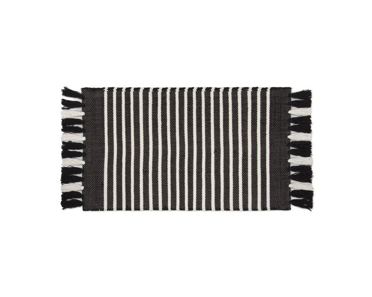 Badematte Badematte Stripes & Structure Off Black / Weiß - 60x100 cm Walra, Badematte Badteppich Duschvorleger Matte von Walra