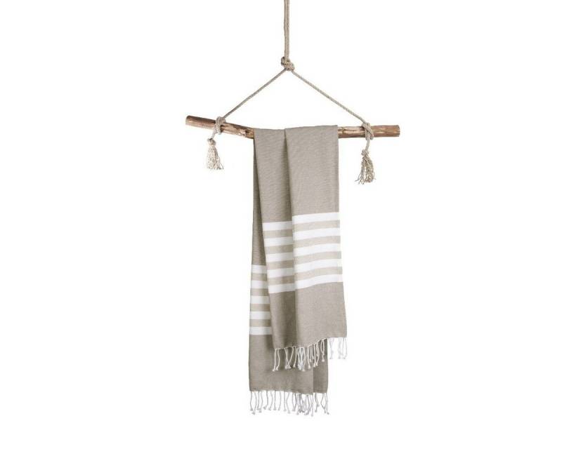 Walra Strandtuch Fouta Sunshade Happiness Taupe - 100x180 cm, Taupe 100% Baumwolle Hammam Handtücher von Walra