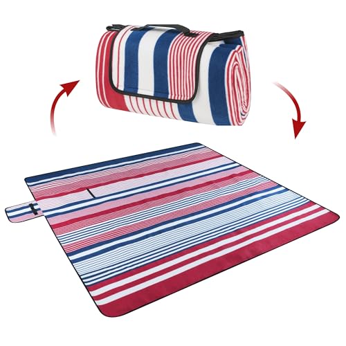 Walser Reisedecke XXL mit wasserdichter Rückseite, Campingdecke wärmeisoliert, Urlaubsdecke mit Tragegriff, Faltbare Stranddecke rot/blau 200x200cm Walser Reisedecke XXL mit wasserdichter Rückseite, Campingdecke wärmeisoliert, Urlaubsdecke mit Tragegriff, Faltbare Stranddecke rot/blau 200x200cm von Walser