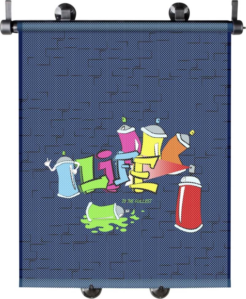 Walser Sonnenrollo Set Graffiti blau 2-teilig von Walser