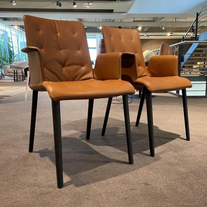 2er-Set Stuhl Liz wood 1323 Bezug Leder Elen 1226 mit Armlehne hoher Rücken Soft... von Walter Knoll