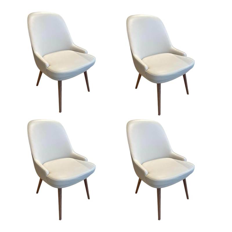 4er-Set Stuhl 375 Chair Leder Cashmere Shell Grau Füße Holz Geölt von Walter Knoll