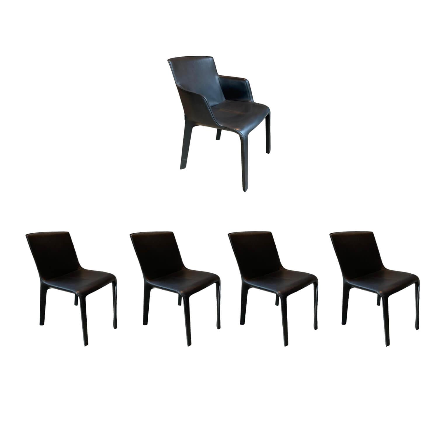 5er Set Stuhl Gio Anilinleder Elen Schwarz Oberfläche Gewachst 5er Set Stuhl Gio Anilinleder Elen Schwarz Oberfläche Gewachst von Walter Knoll