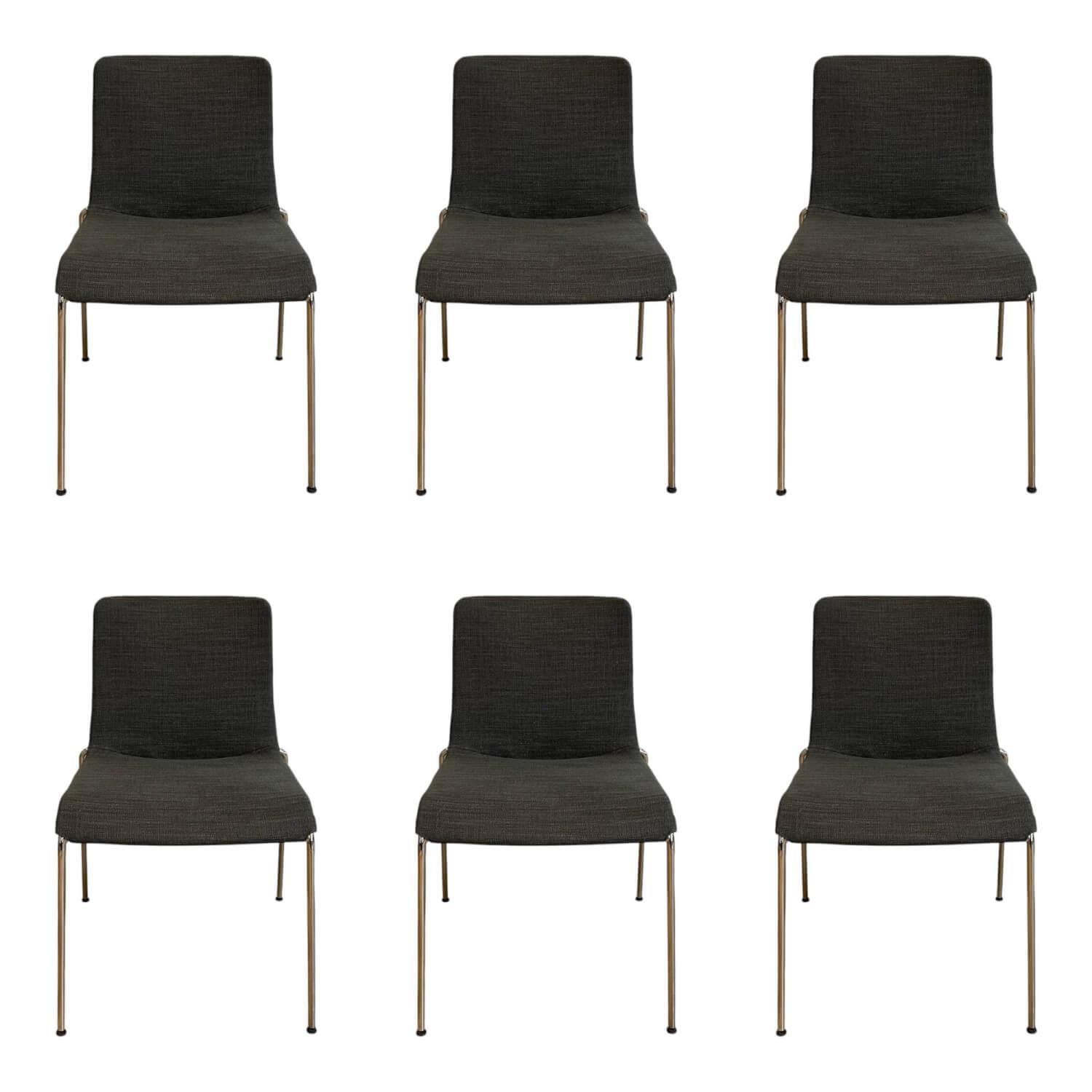 6er Set Stuhl Liz 1300 Stoff Bora Slate Grau Gestell Hochglanz Verchromt Stapelb... von Walter Knoll