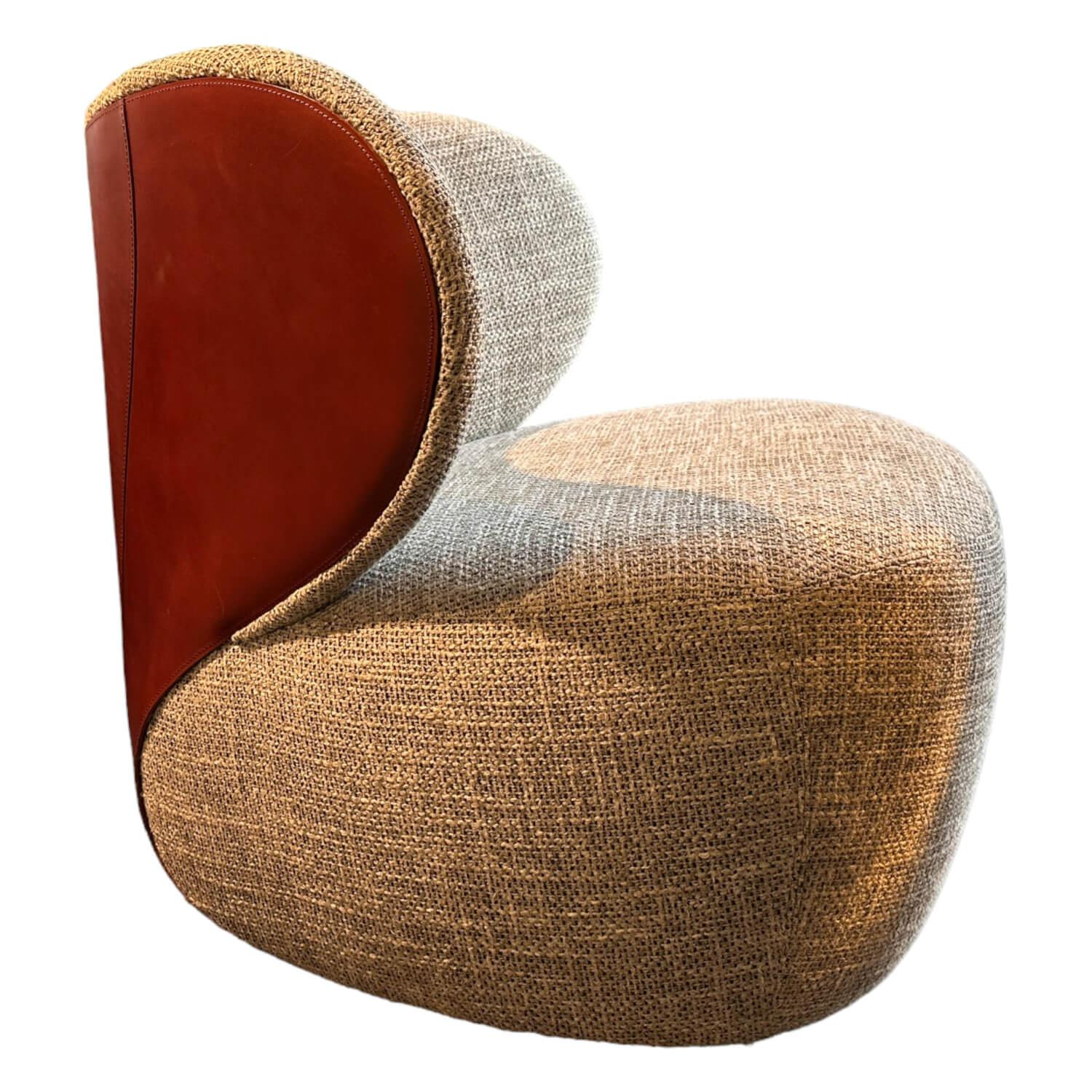 Drehsessel Bao Stoff Weave Shadow Rücken Saddle Leder Maron Braun Drehteller Sch... von Walter Knoll