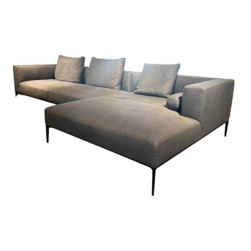 Ecksofa Jaan Living Stoff Bora 7748 Slate Grau Fuß Schwarz Matt Pulverbeschichte... von Walter Knoll
