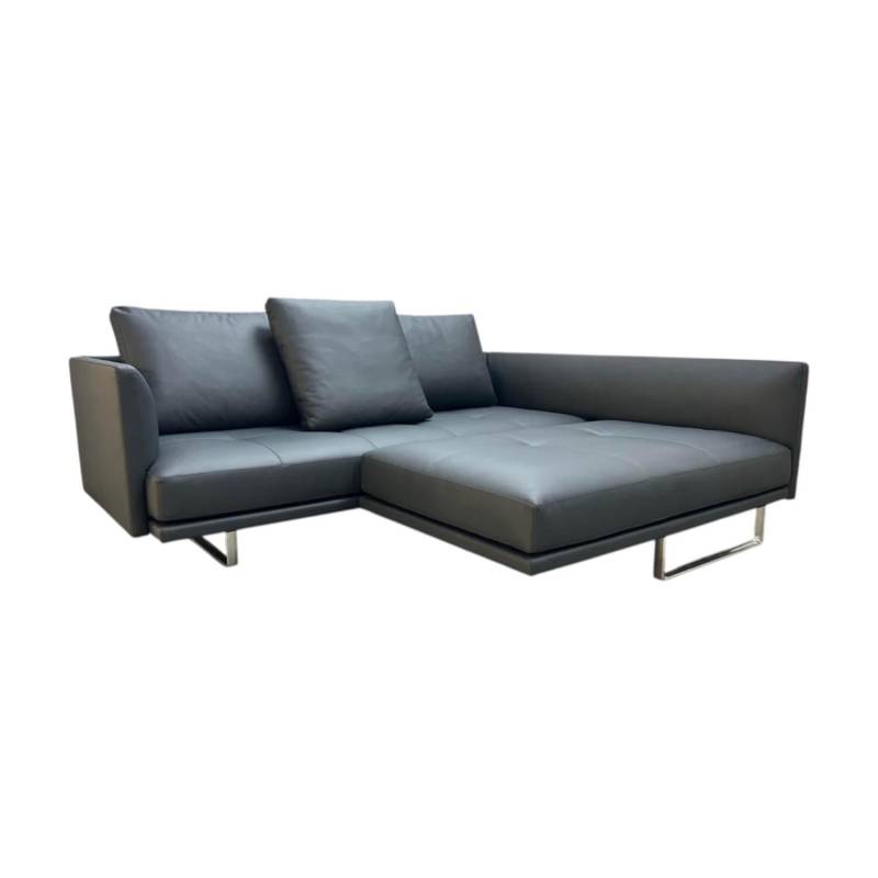 Ecksofa Prime Time 490 10 Leder Miami Schwarz Gestell Aluminium Hochglanz Polier... von Walter Knoll