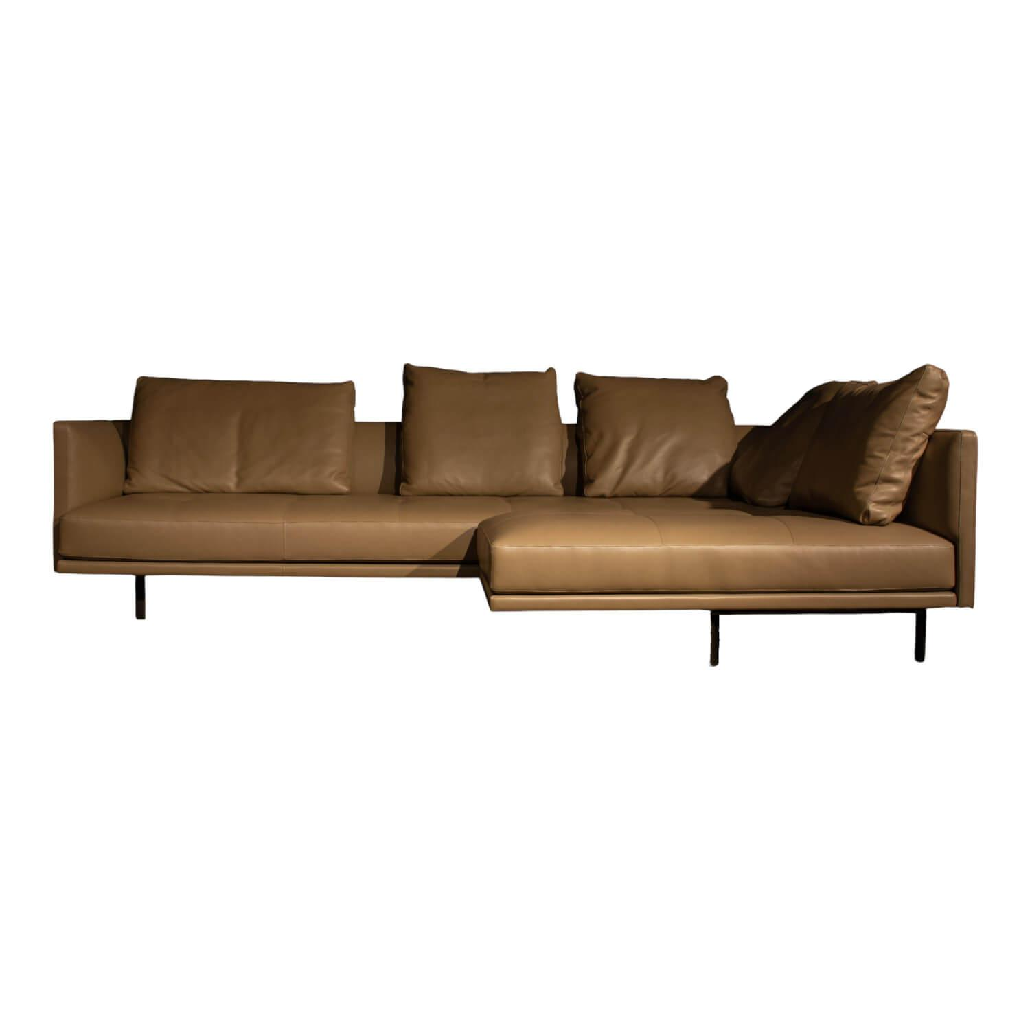 Ecksofa Prime Time Bezug Leder Elen Steingrau 1227 Struktur Bronze Matt Lackiert von Walter Knoll